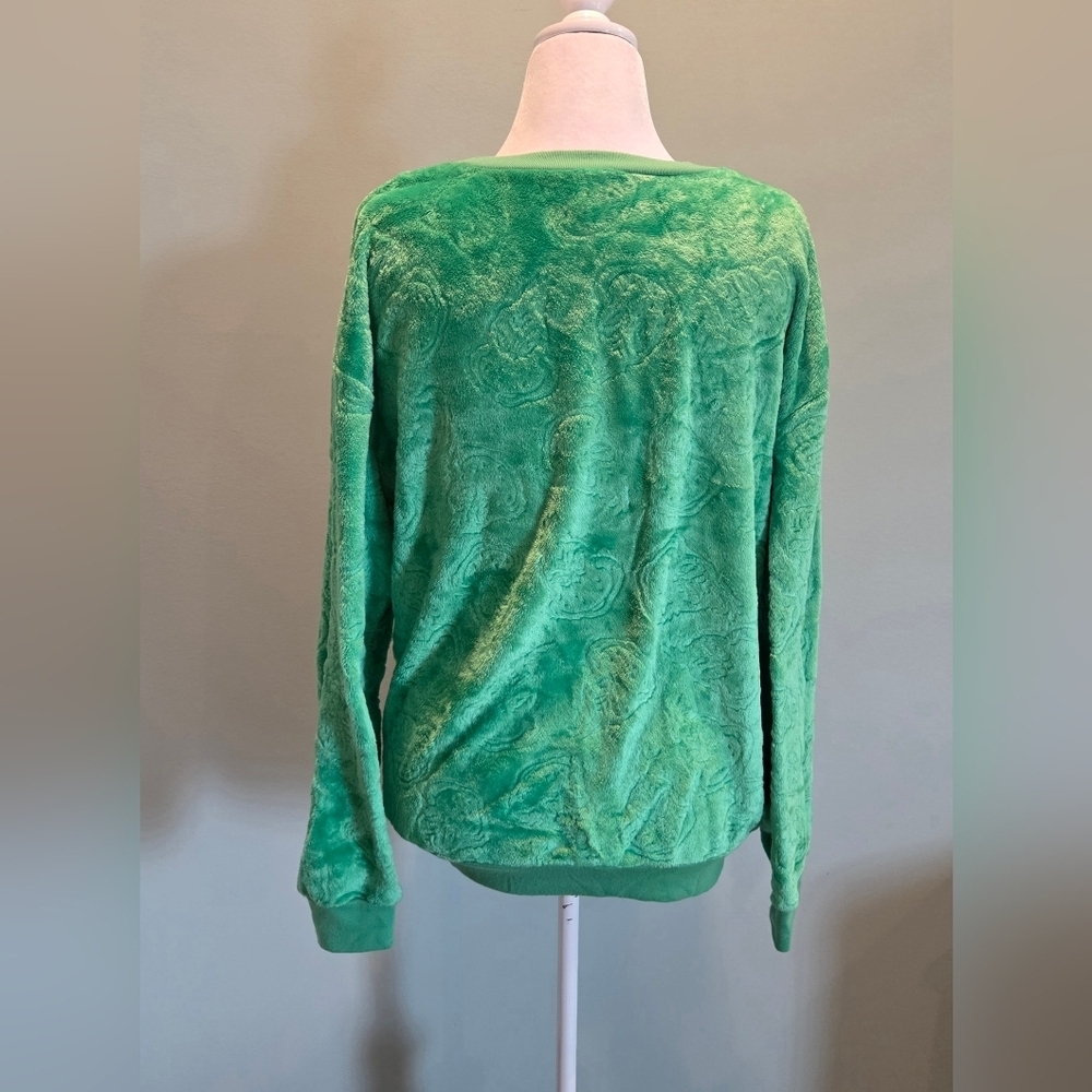 The Grinch Green Plush Fuzzy Sweatshirt Dr. Seuss Junior XL (15-17) Christmas - Picture 5 of 10